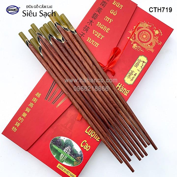 Đũa gỗ Cẩm Lai - Đầu cẩm thạch chéo đủ mẫu đẹp (10 đôi/Hộp) Sang trọng trên bàn ăn, An toàn cho sức khỏe