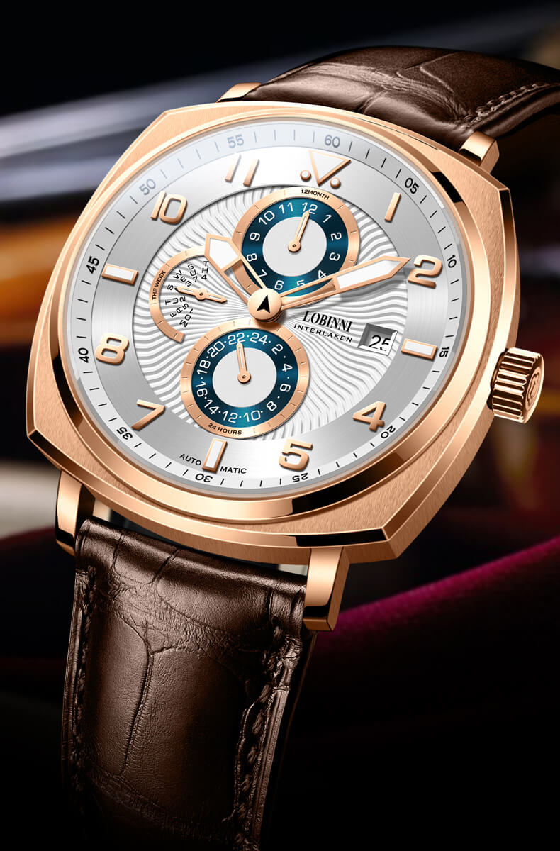 Đồng hồ nam Lobinni No.16053-5 Chính Hãng Thụy Sỹ, BH 24T, Kính Sapphire, Chống Nước 50m, Dây Thép Đặc Không Git 316L, Automatic