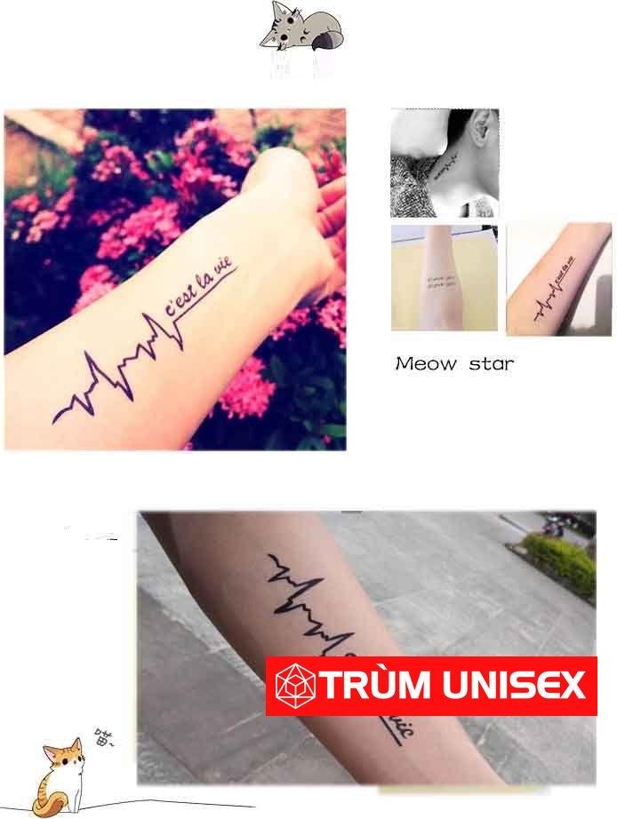 Hình Xăm Dán Tattoo Nhịp Tim C'est Lavie TNSTATTOO01-1