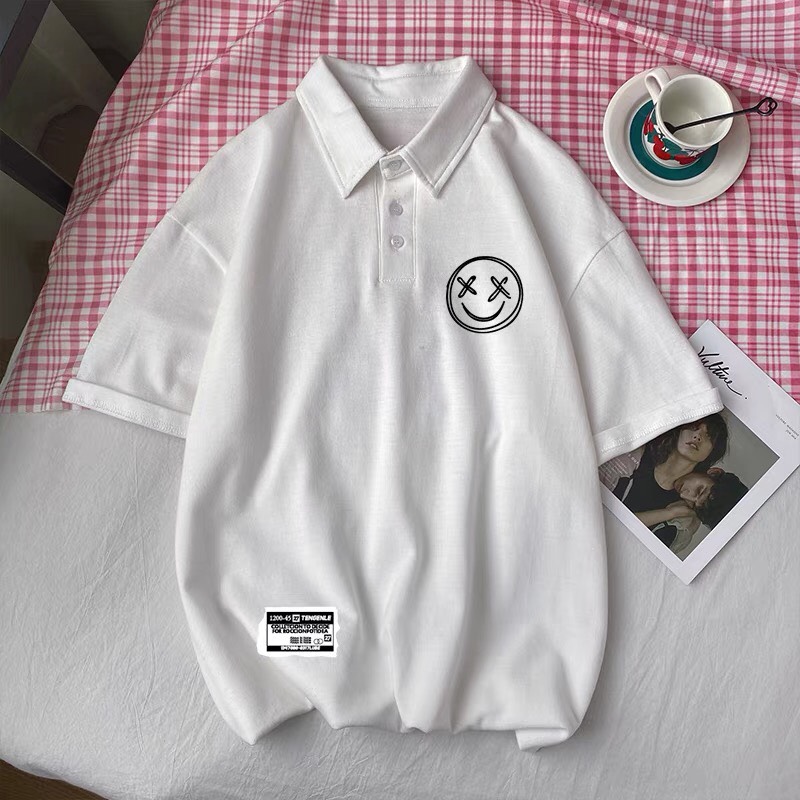 Áo thun Polo MẶT CƯỜI MONSTERX phông tay lỡ nam nữ form rộng Local Brand