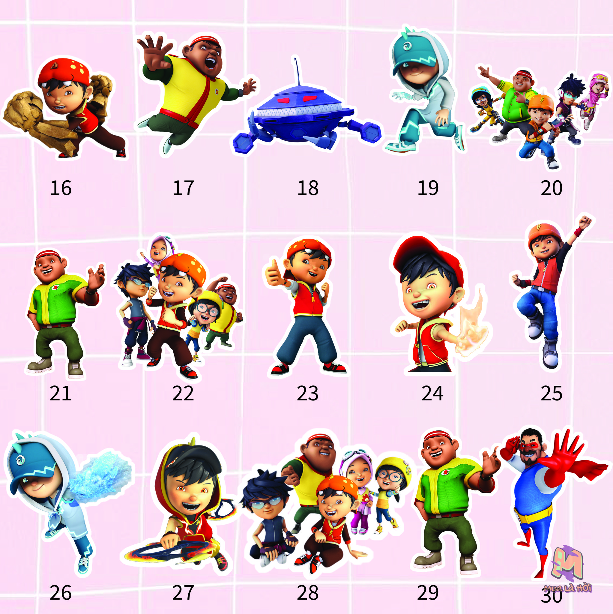 Miếng dán Stickers chủ đề BoBoiBoy