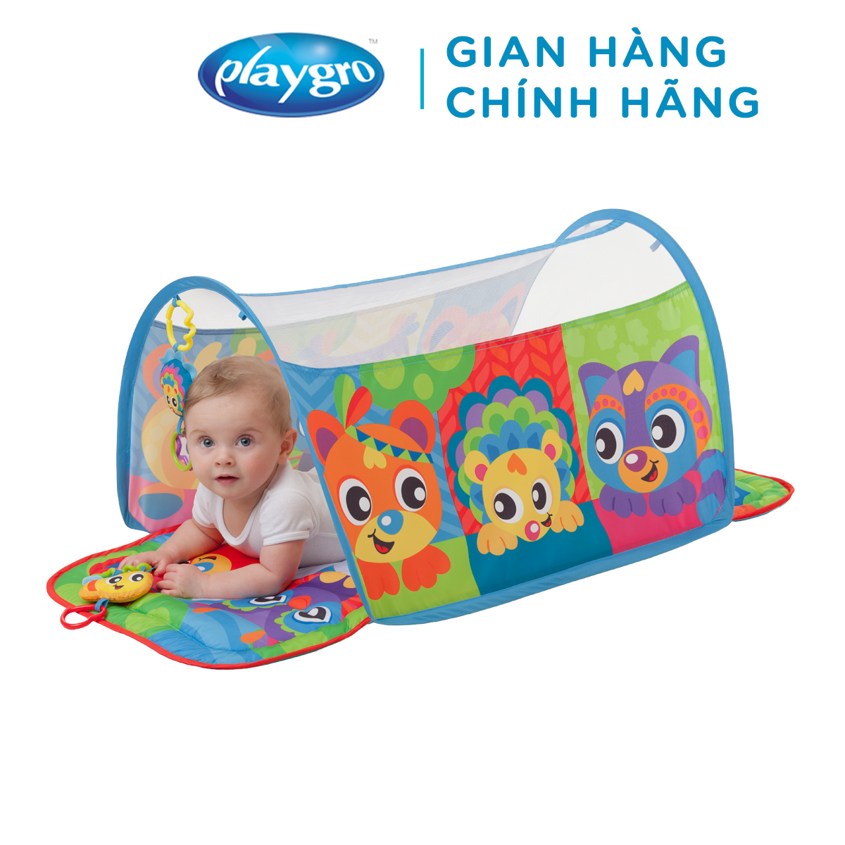 Thảm chơi đường hầm Honey Bee Bear Playgro, cho bé sơ sinh đến 24 tháng