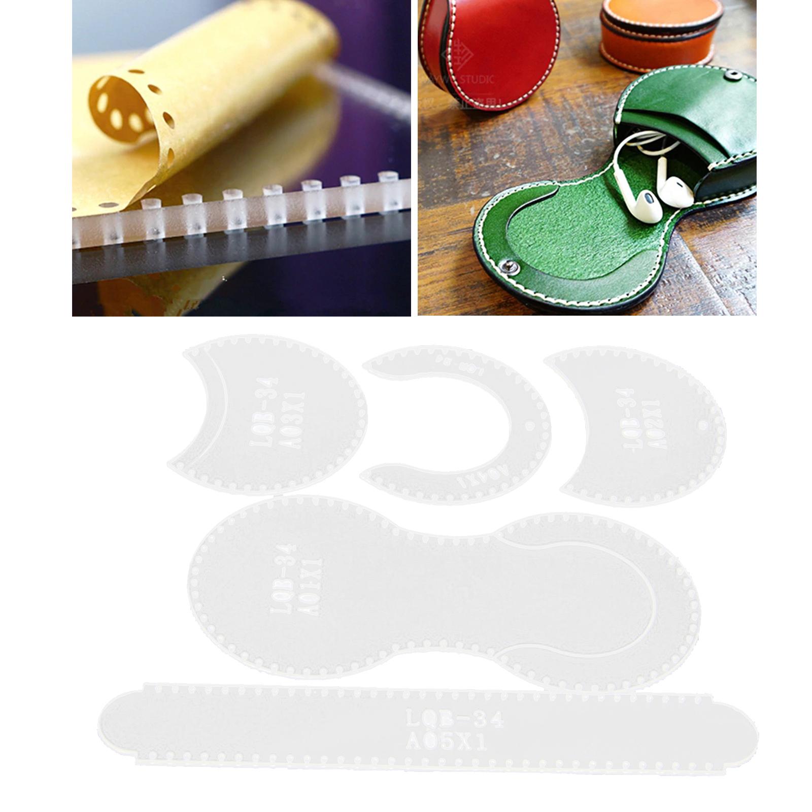 5x Clear Acrylic Wallet Pattern Stencil Leather Craft Sewing Template Board Tool