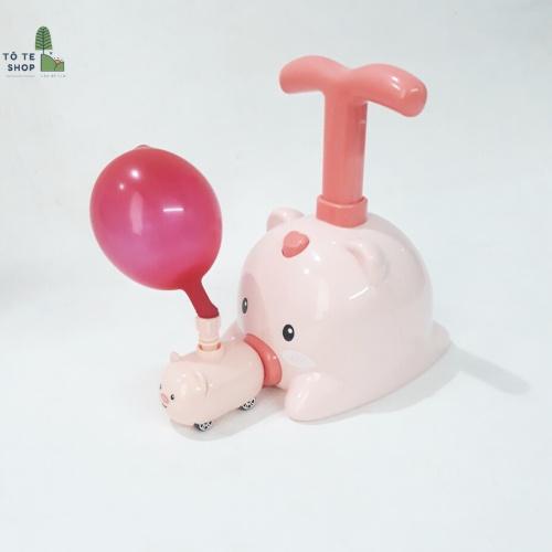 Đồ chơi xe bơm bóng bay, bơm bóng bay hình con heo dễ thương, xe ô tô hình con lợn