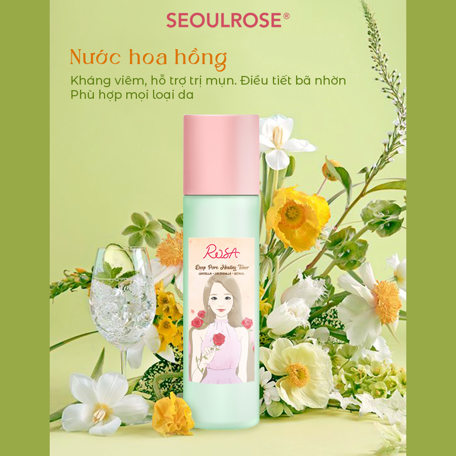 Nước Hoa Hồng SeoulRose Rosa Chiết Xuất Rau Má Và Hoa Cúc 120ml Date 2024