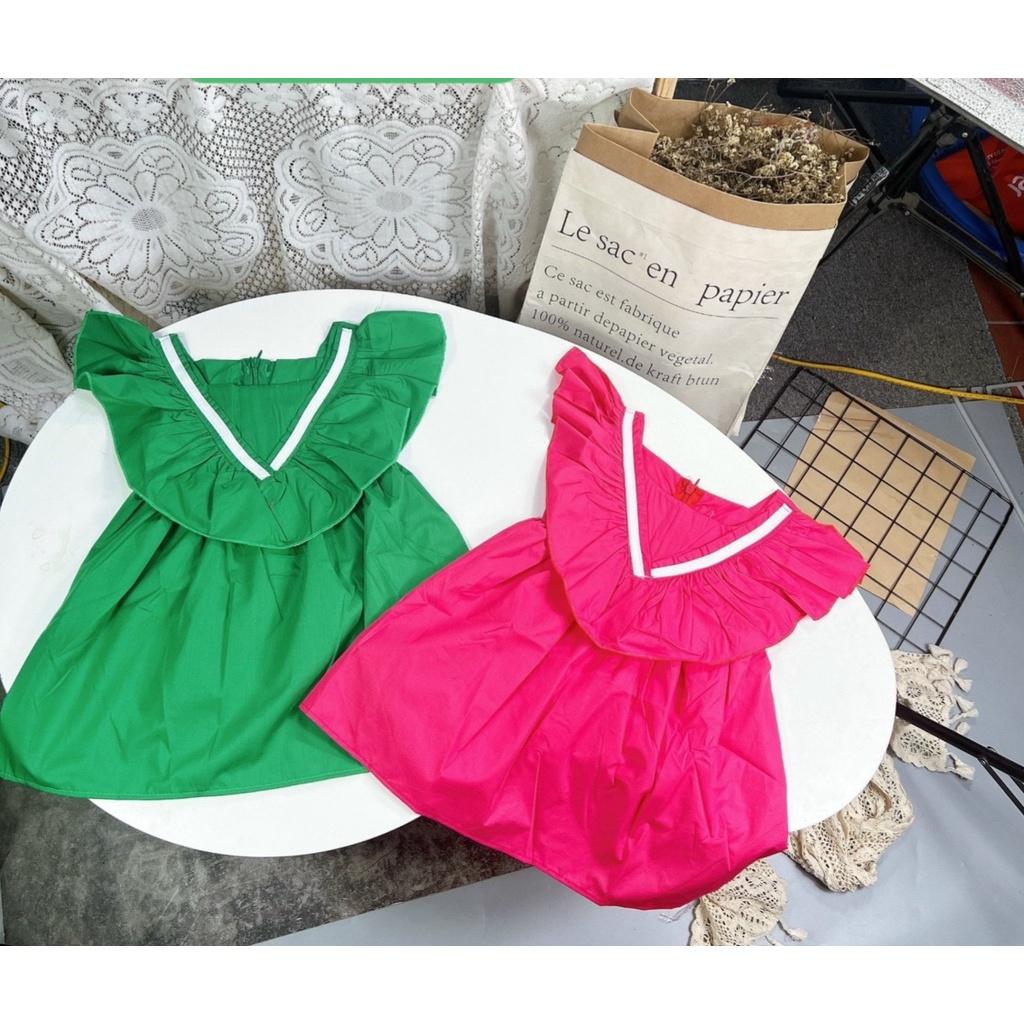 Đầm xòe babydoll tay cánh tiên phong cách Hàn Quốc cho bé gái size 12-40kg chất kate mềm mát
