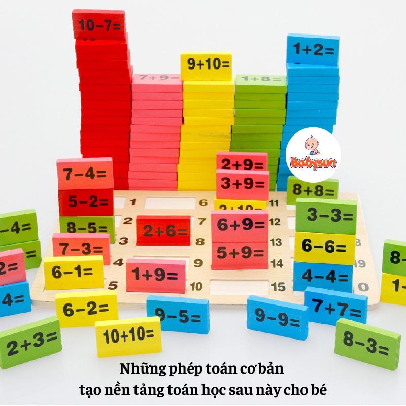 Đồ chơi 110 Quân Domino Phép Tính Học Toán Bằng Gỗ cho bé vừa chơi vừa học