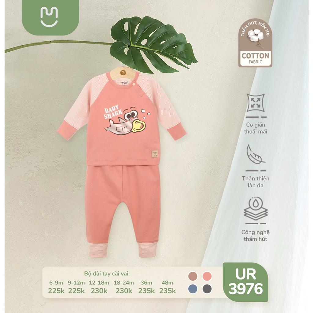 Bộ QA nỉ Thu Đông cho bé Ualarogo 6 tháng - 4 tuổi cotton dài tay cổ tròn cúc cài vai