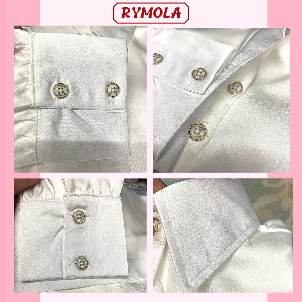 Áo Sơ Mi Nữ Công Sở Màu Trắng Cổ Đức MOLA Kiểu Hàn Quốc Vintage Ulzzang Form Rộng Dài Tay Đẹp Chất Lụa Cao Cấp A2T