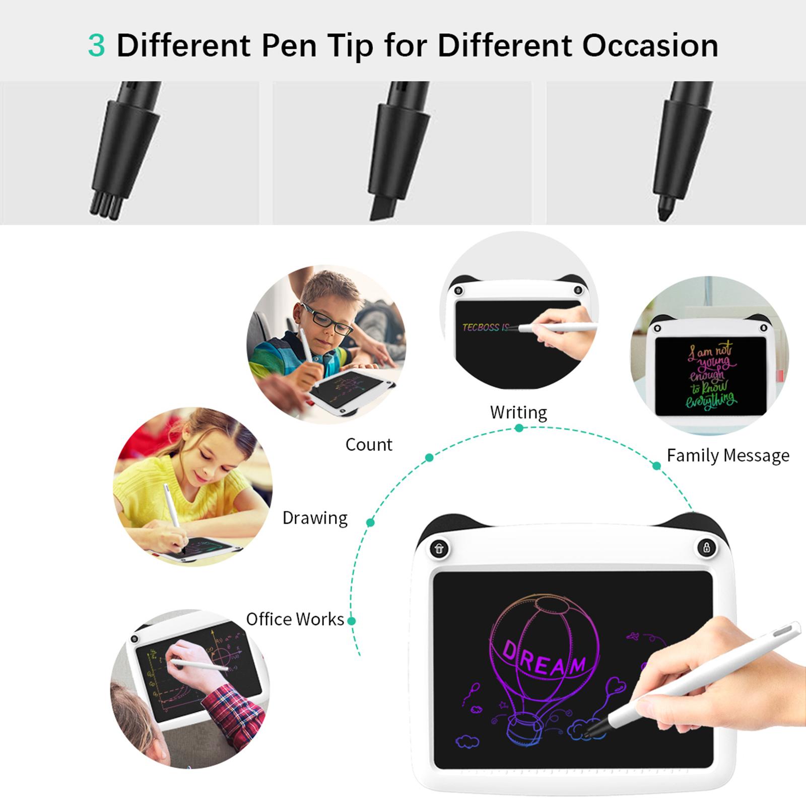 LCD Writing Tablet 9 Inch Handwriting Drawing Tablet Colorful Screen with Stylus Lock Button for Kids Learning Gifts