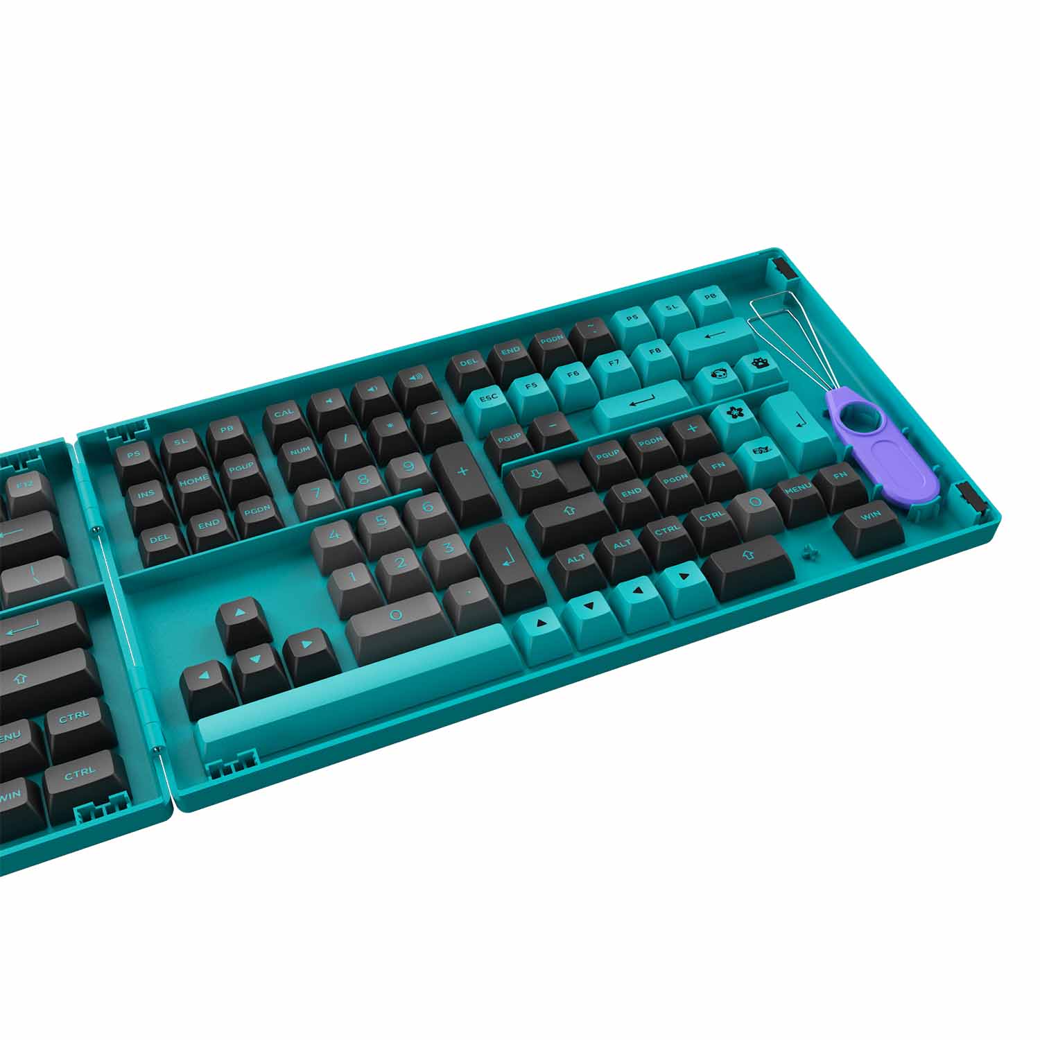 Keycap Cho Bàn Phím Cơ AKKO Hàng Chính Hãng Black &amp; Cyan ASA Profile | EZPC