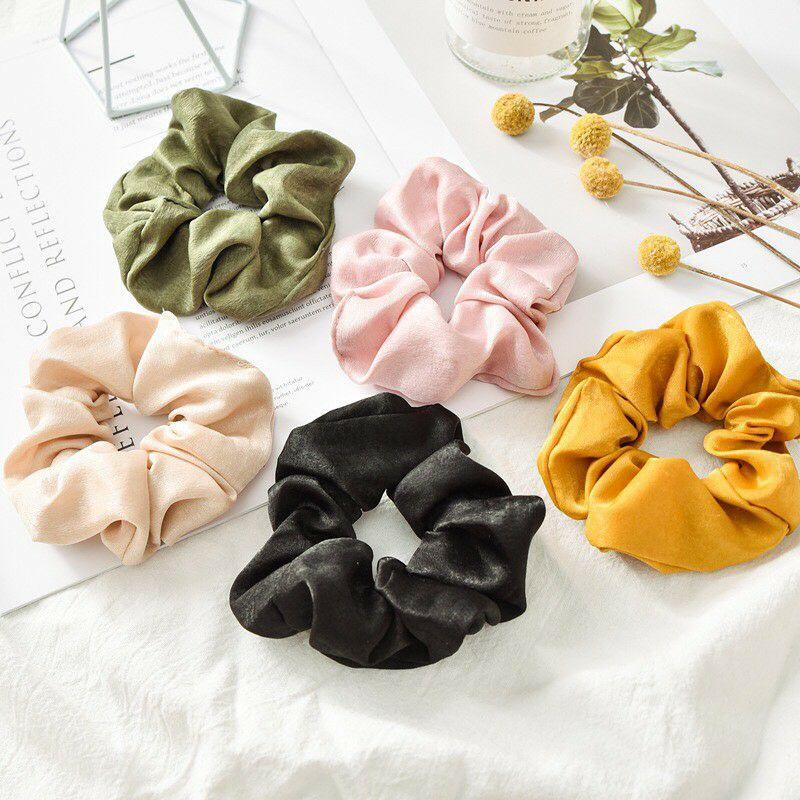 Buộc Tóc Scrunchies Cột Tóc Scrunchies Phi Bóng Mềm Mại Nhiều Màu