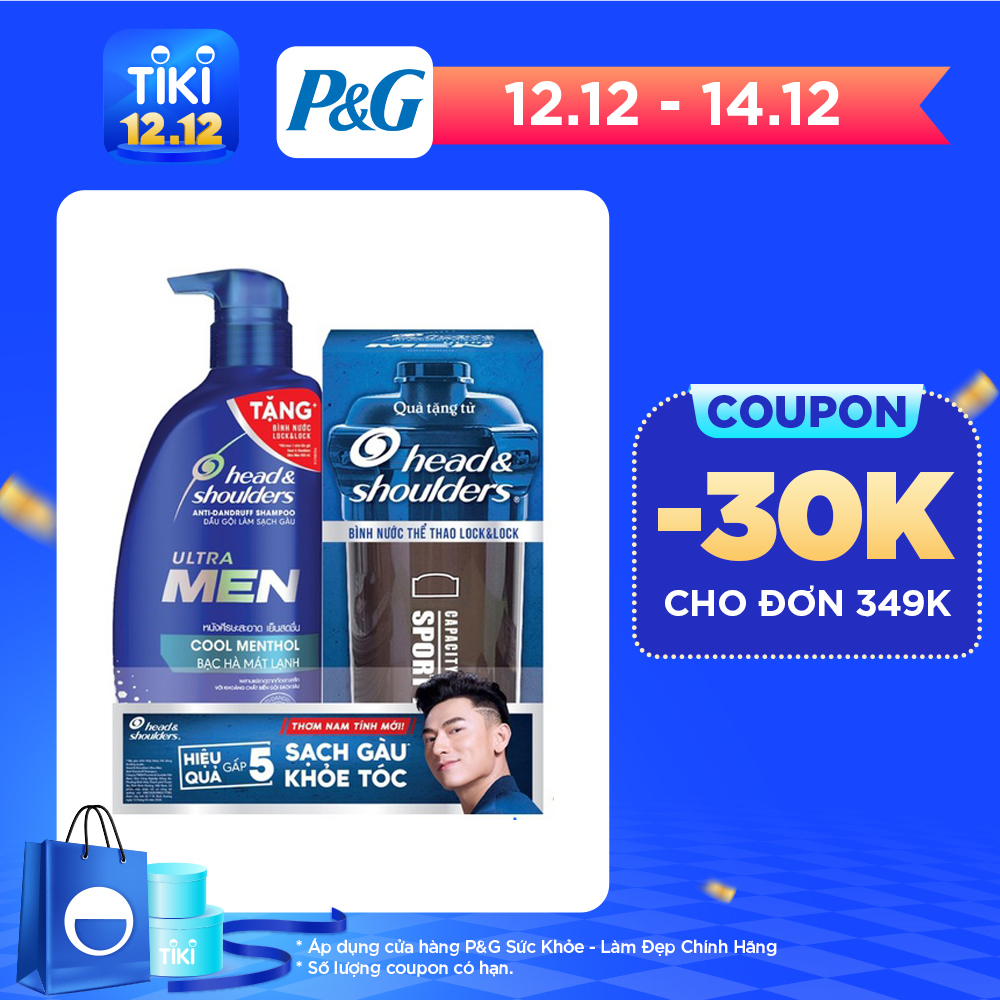 Dầu gội HEAD &amp; SHOULDERS Men Bạc Hà mát lạnh 850ml [Quà Tặng Bình Nước]