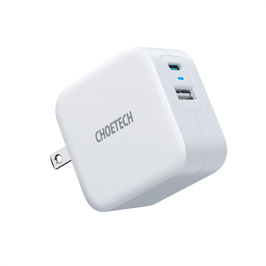 Bộ Củ Sạc CHOETECH QC 3.0 &amp; PD 3.0 38W PD5002-W + Cáp Type C To Lightning MFI Apple 1.2M IP0039 Sạc Nhanh Cho iPhone - Hàng Chính Hãng