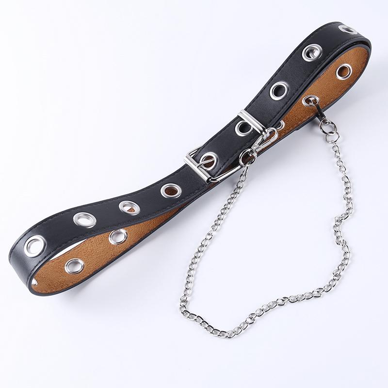 Phong Cách Punk Quần Váy Dây Lưng Thời Trang Gothic Phụ Kiện Đậm Dạo Phố Hoang Dã Dây Da PU Với Dây Kim Loại