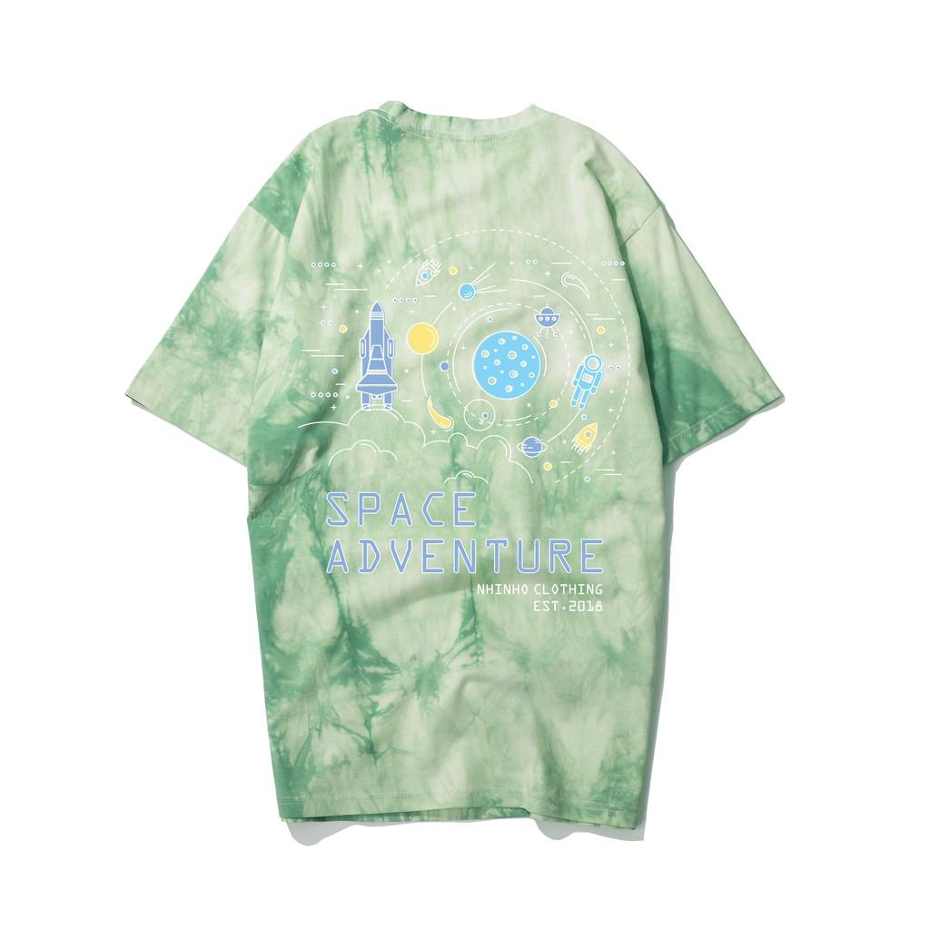 Áo thun unisex loang màu form rộng tay lỡ Adventure