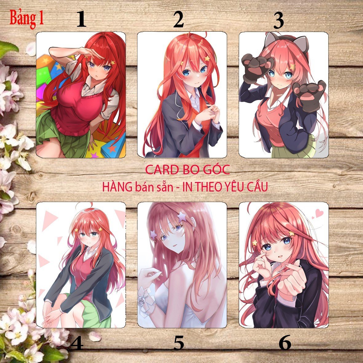 Card bo góc Nakano itsuki Gotoubun no Hanayome 6 card/ Thẻ card hình Nakano itsuki nhà có 5 nàng dâu