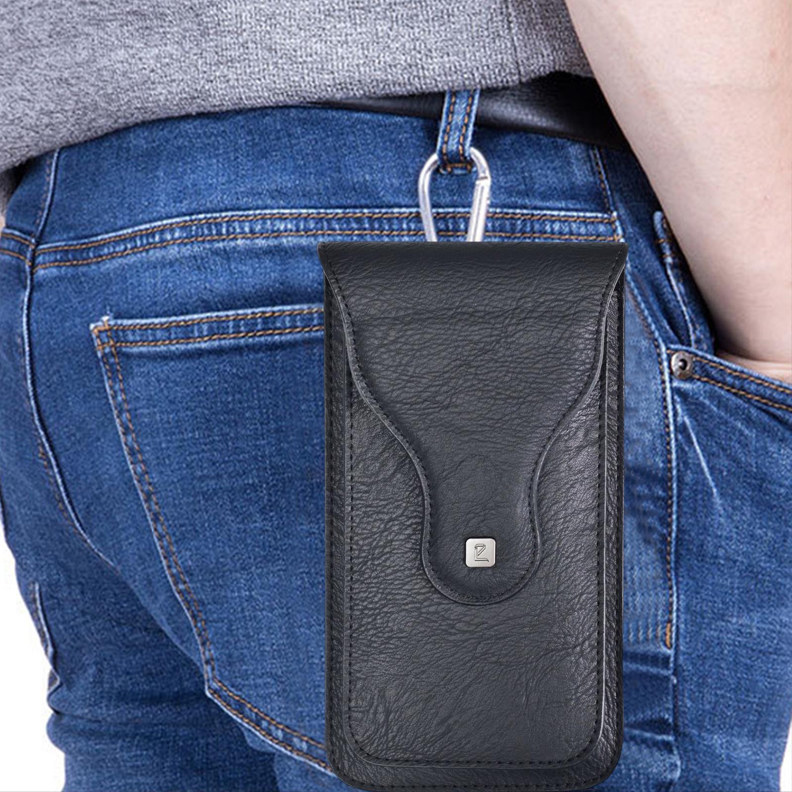 PU Leather Phone Cover Pouches Men black