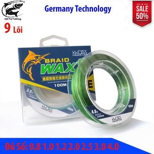 Dây dù câu cá PE BRAID WAX 9 lõi 100m xanh rêu Siêu bền, mềm mượt