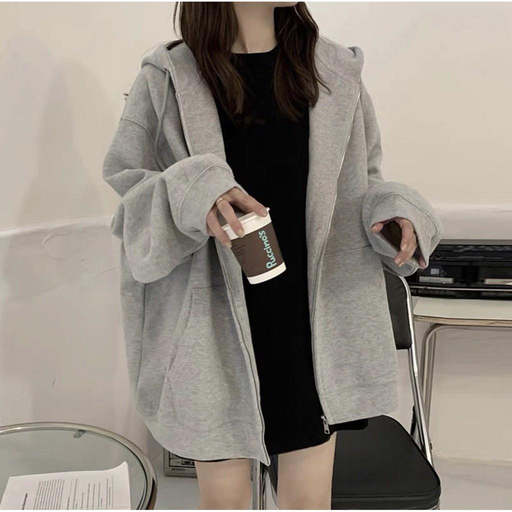 Áo KHOÁC Hoodie TRƠN XÁM Nam Nữ Ulzzang Unisex 1hitshop