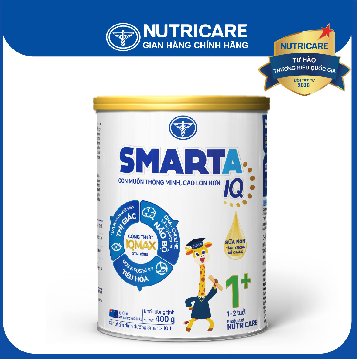 Sữa bột Nutricare Smarta IQ 1+ giúp trẻ phát triển trí não 400g