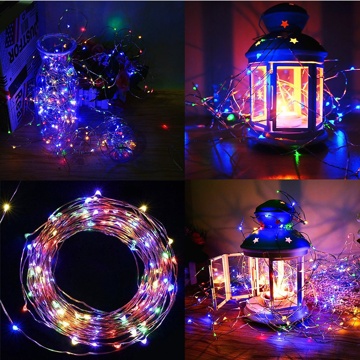 Dây đèn led đom đóm trang trí pin đĩa CR2032 không nháy luôn sáng dây bóng đèn fairy light cao cấp, tinh tế sang trọng decor phòng, du lịch, lều trại công tắc chuyển On/ Off - Chính hãng DEHA