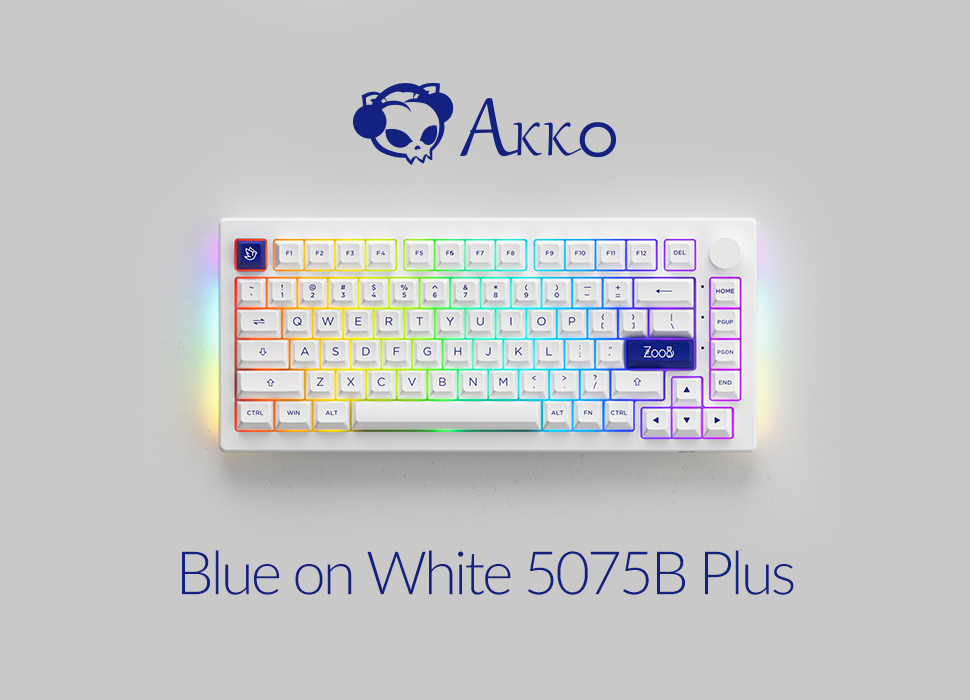 Bàn phím AKKO 5075B Plus Blue on White_Mới, hàng chính hãng