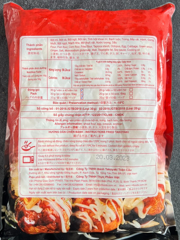 Bánh Bạch Tuộc Takoyaki chế biến sẵn 1.2KG