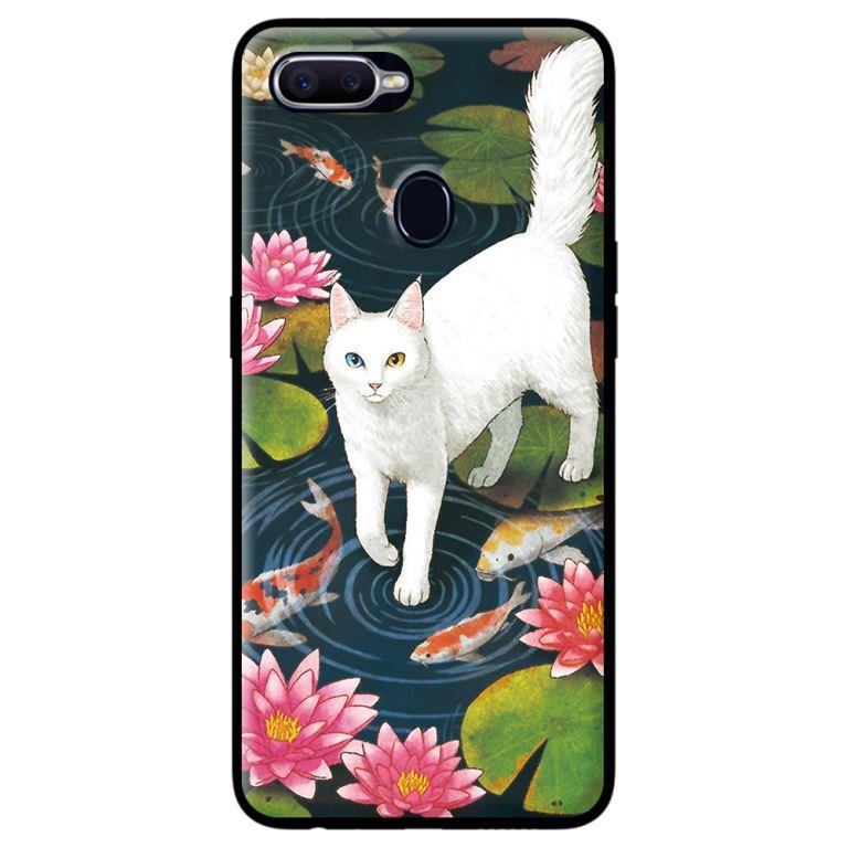 Ốp in cho Oppo F9 Mèo Trắng - Hàng chính hãng