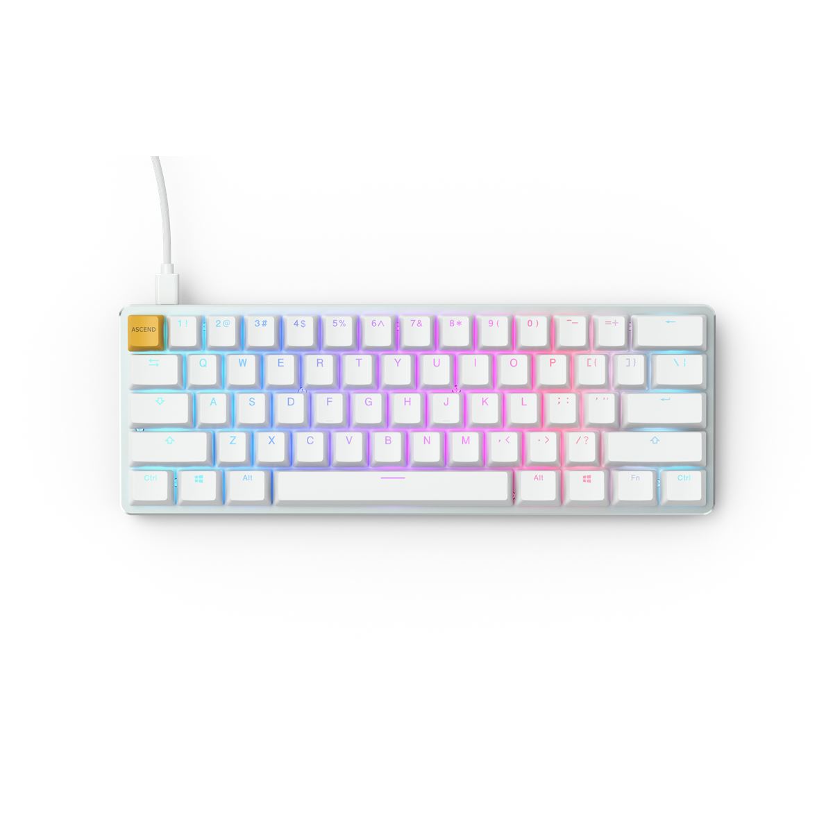 Bàn phím cơ Glorious GMMK RGB White Ice Compact (Gateron Brown switch / Hot Swap) - Hàng chính hãng