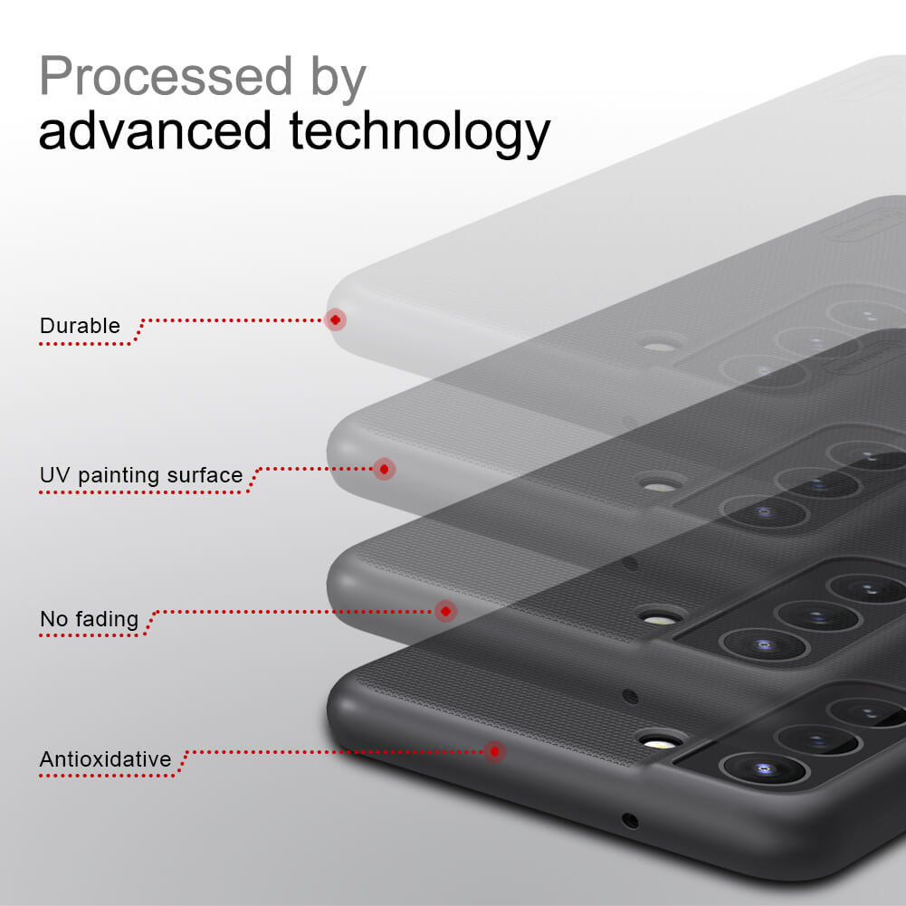 Ốp lưng sần chống sốc cho Samsung Galaxy S21 FE mặt lưng nhám hiệu Nillkin Super Frosted Shield - hàng nhập khẩu