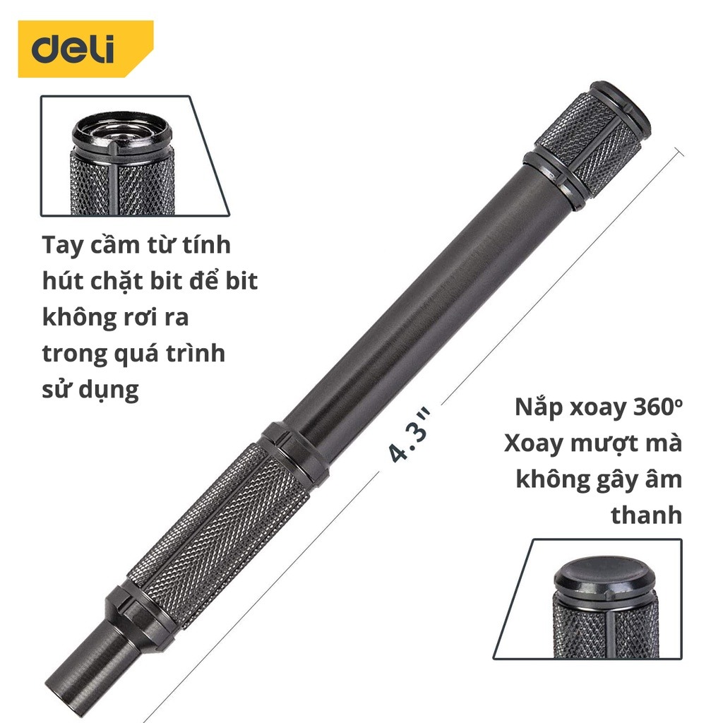 Bộ Tua Vít Đa Năng Từ Tính Deli Nhiều Chi Tiết Cao Cấp Chính Hãng - Thiết Kế Hiện Đại, Đầu Vít Nam Châm Dễ Dàng Sử Dụng - DL240025B