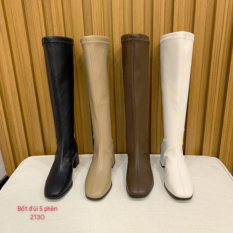Bốt đùi nữ gót vuông 5 phân lót lông (mã 2130 - bốt đùi