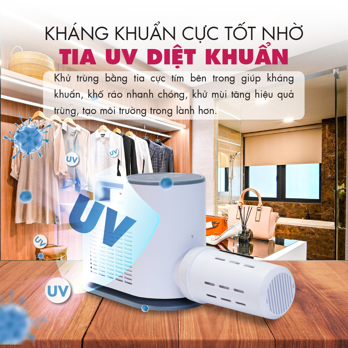 Máy Sấy Mishio MK308 tia UV Diệt Khuẩn Sấy Quần Áo, Sưởi ấm Chăn Nệm, Sấy Giày