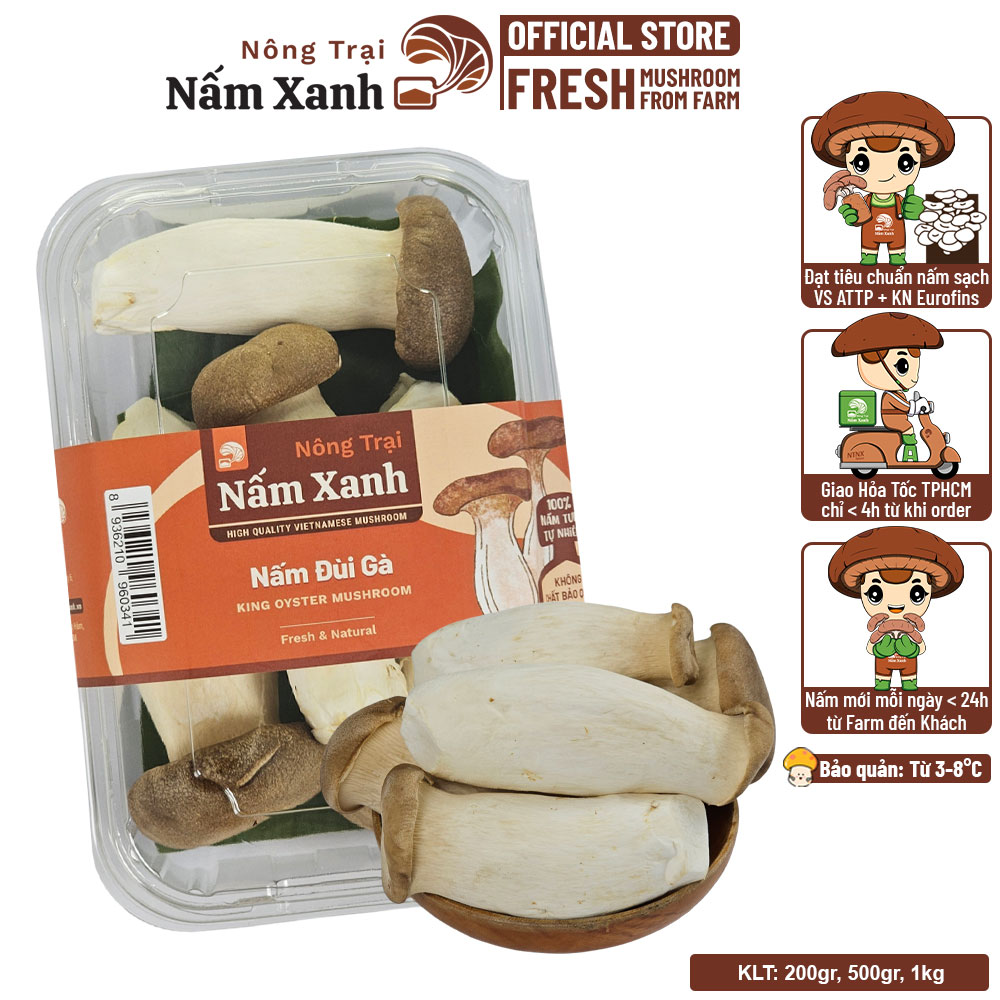 Nấm Đùi Gà 500gr Ngon Sạch - Nông Trại Nấm Xanh