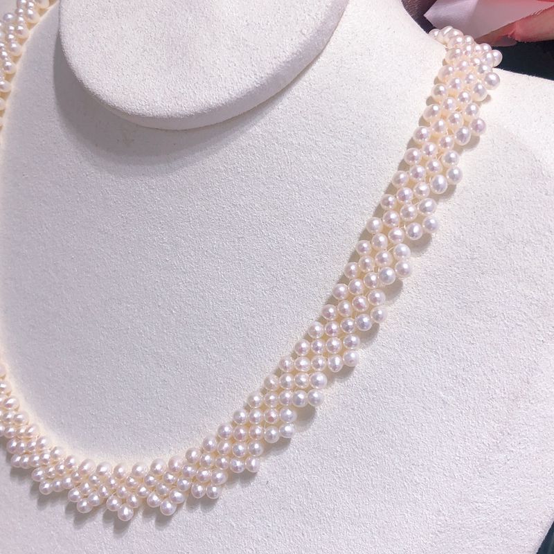 Chuỗi Vòng Cổ Ngọc Trai Tự Nhiên Cao Cấp - Chuỗi Đơn Kết Hàng Ren 45 - Trang Sức Cô Tấm - LACE PERL - COTAM1105 + Tặng kèm bông tai nụ KT2603