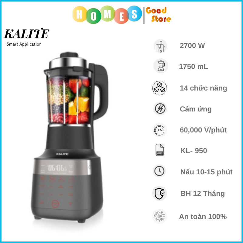 Máy Làm Sữa Hạt Và Sinh Tố Đa Năng KALITE KL-950 2700W 1.7L- Hàng Chính Hãng