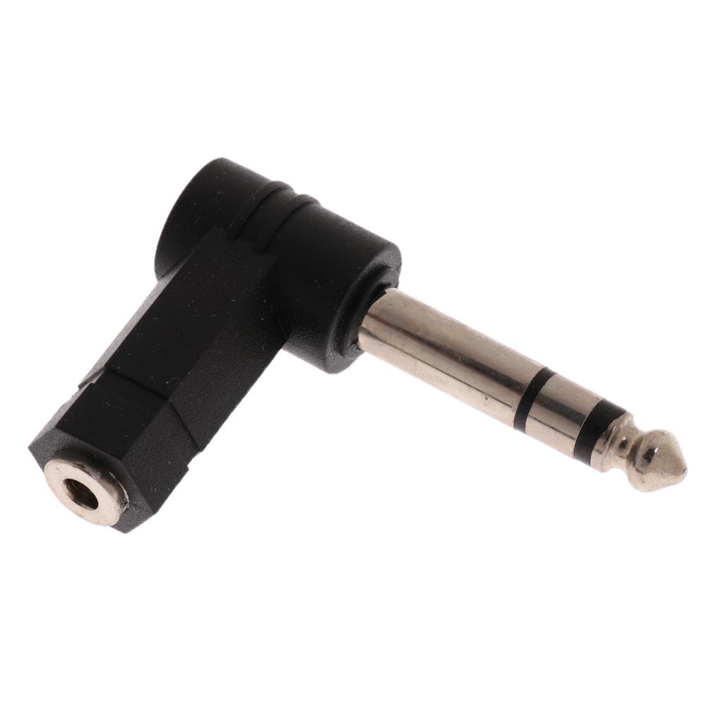 6.35mm Male Plug to 3.5mm Female Jack MIC Headset Audio Elbows Connector