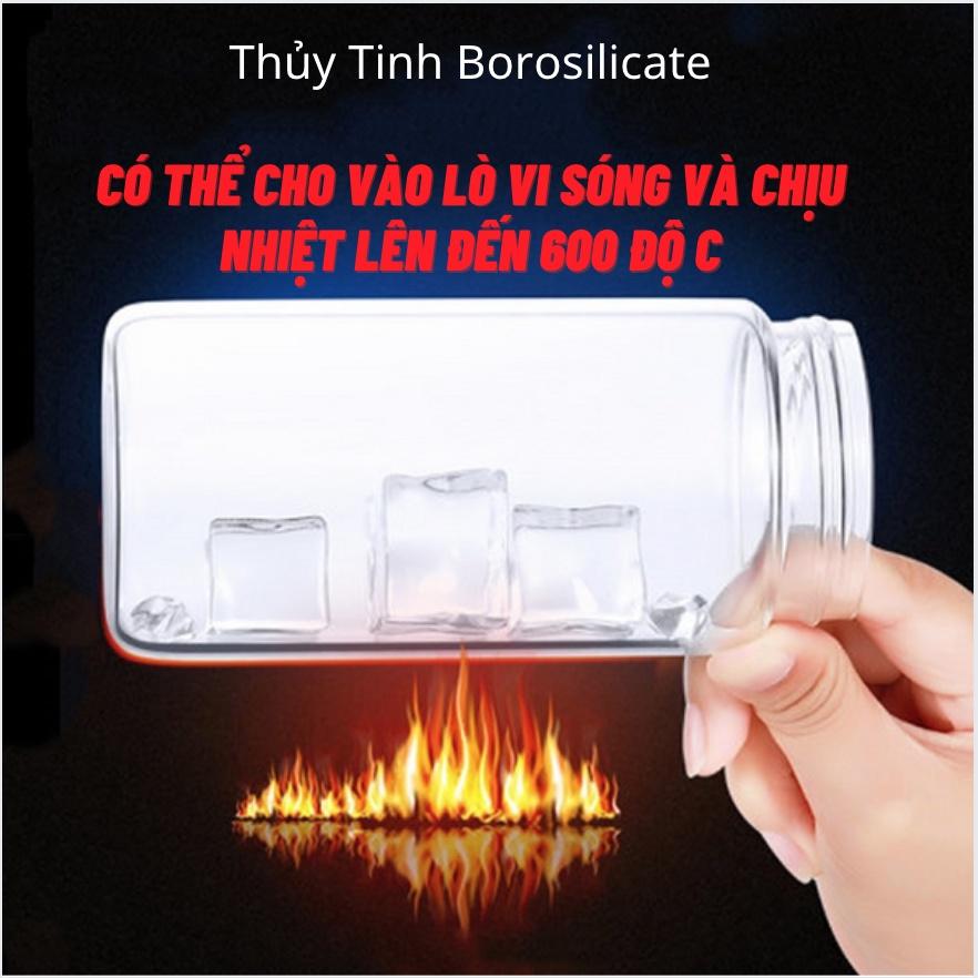 Máy Xay Sinh Tố Cầm Tay Mini Thủy Tinh 6 Lưỡi Inox SUS304 Xay Được Đá Nhỏ