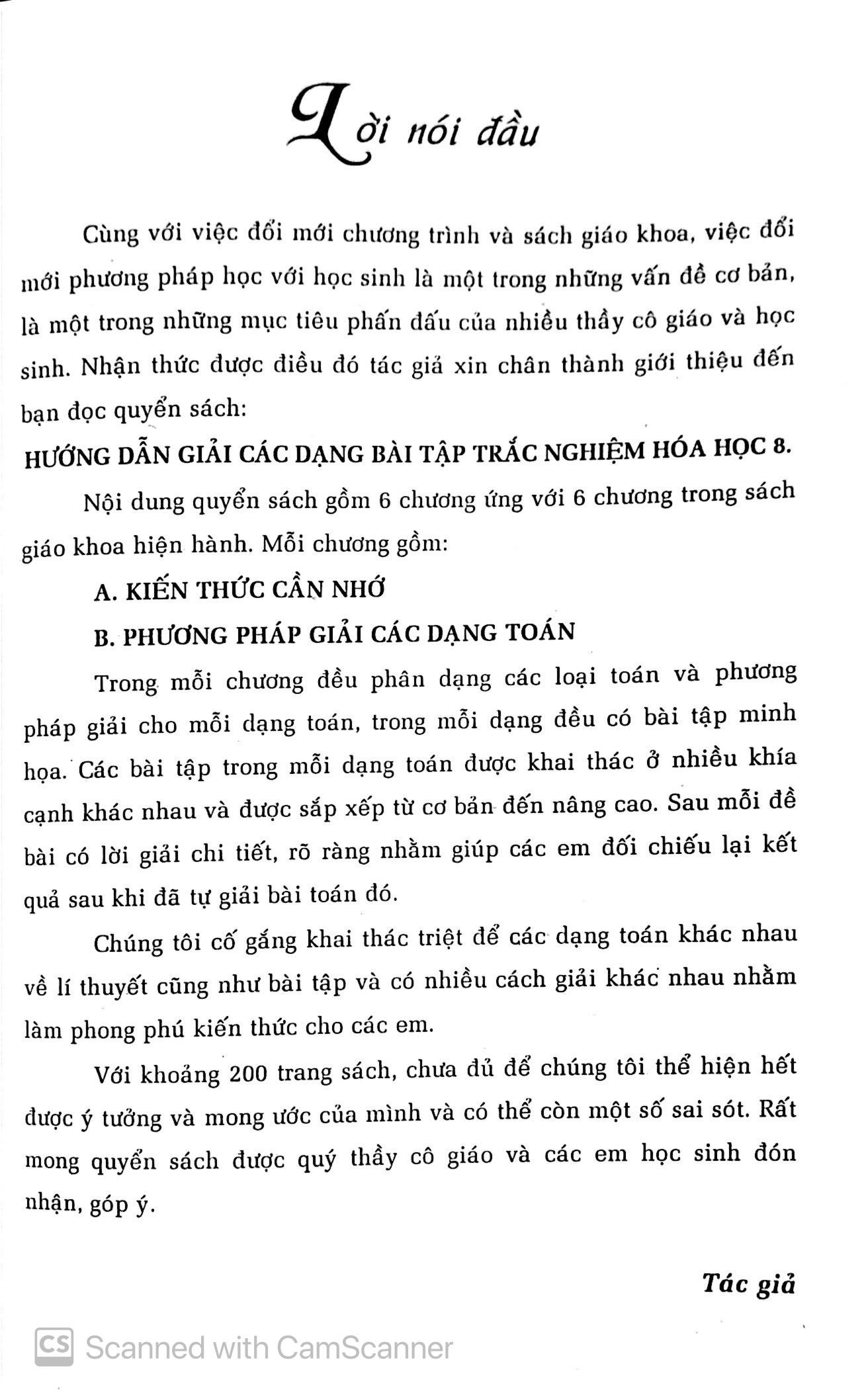 Hướng Dẫn Các Dạng Bài Tập Trắc Nghiệm Hoá Lớp 8