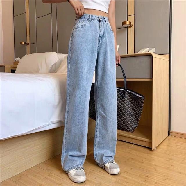  Quần Jeans Suông Cạp Cao Qua Rốn BigSize / Quần Suông Ống Rộng Không Giãn - 5 MÀU [HOT TREND