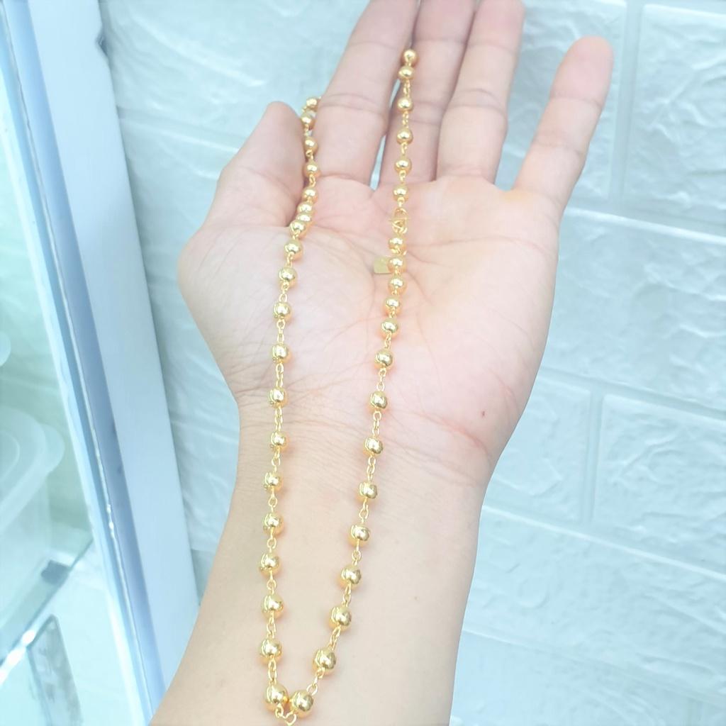 Dây Chuyền Bi 5mm Nữ Rỗng Trơn Cao Cấp -Dùng lâu dài tắm rửa thoải mái không phai