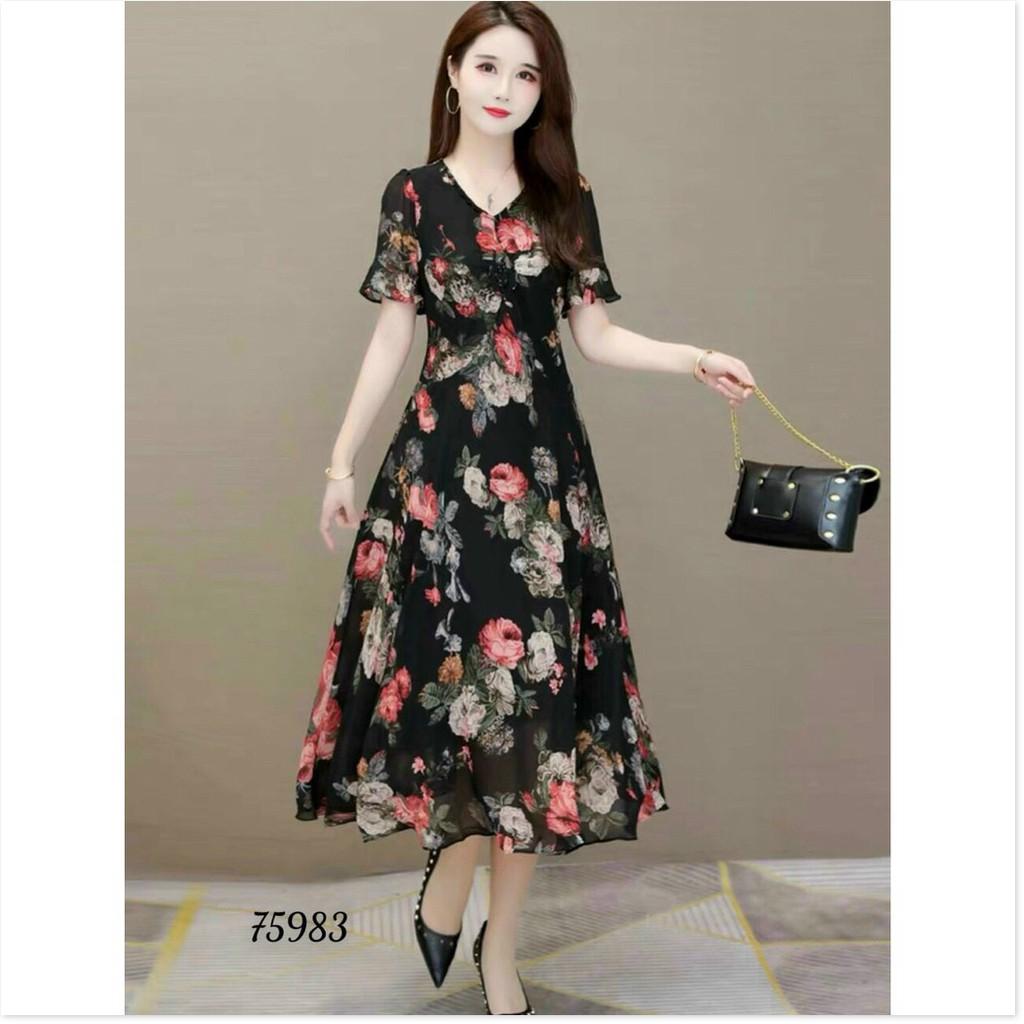 ĐẦM LỤA DÁNG XÒE HỌA TIẾT HOA VÔ CÙNG XINH MẪU MỚI NHẤT HIỆN NAY