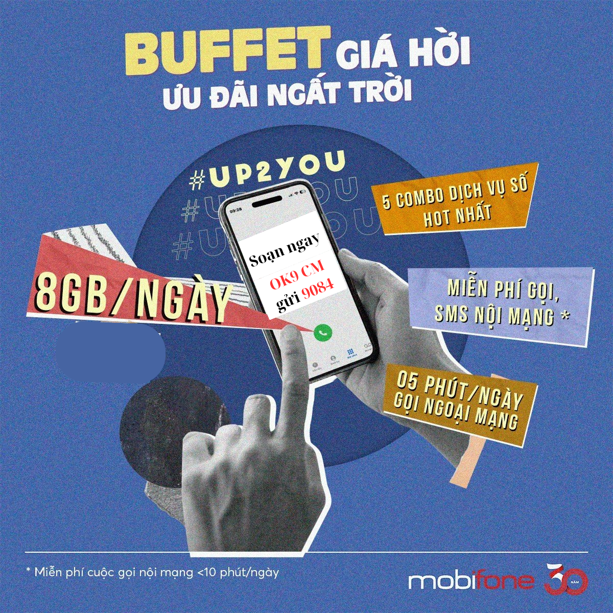 Sim 4G Mobifone 8GB/ngày - gọi nội mạng free - ngoại mạng đến 150p/tháng chỉ 180k - Hàng chính hãng