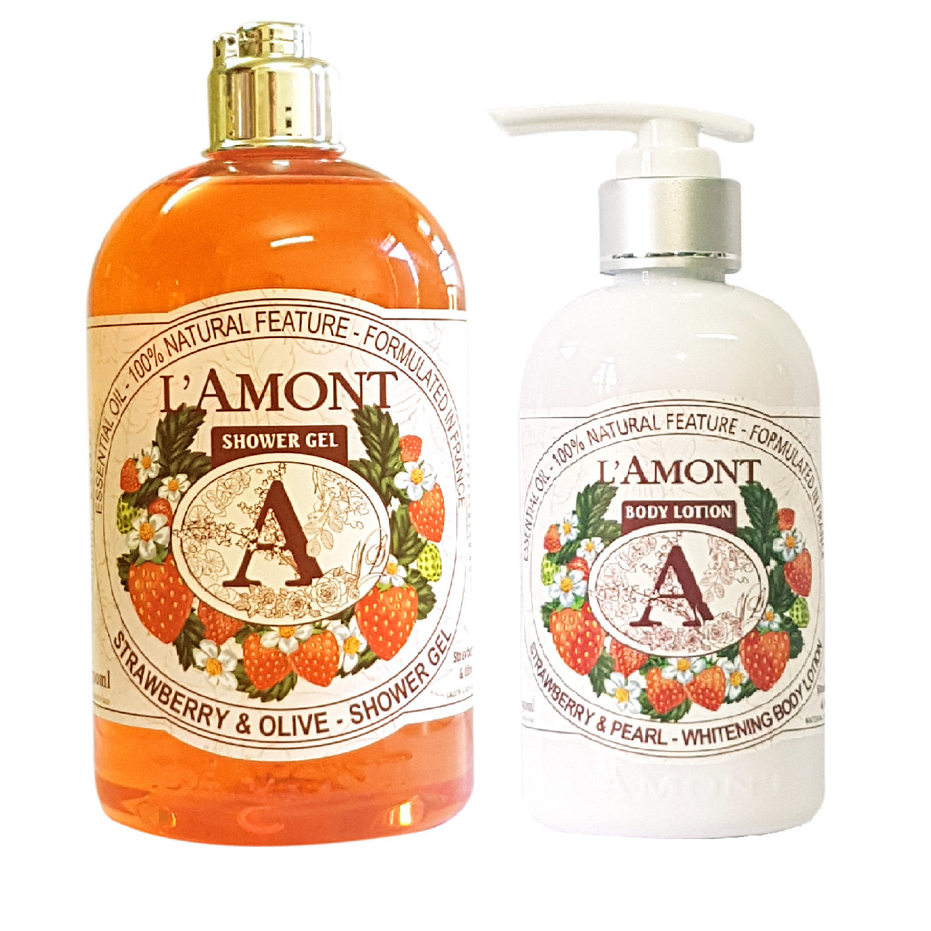 Combo Sữa Tắm L'amont En Provence Strawberry (500ml) và Sữa Dưỡng Thể L'amont En Provence Strawberry Whitening Body Lotion (250ml)