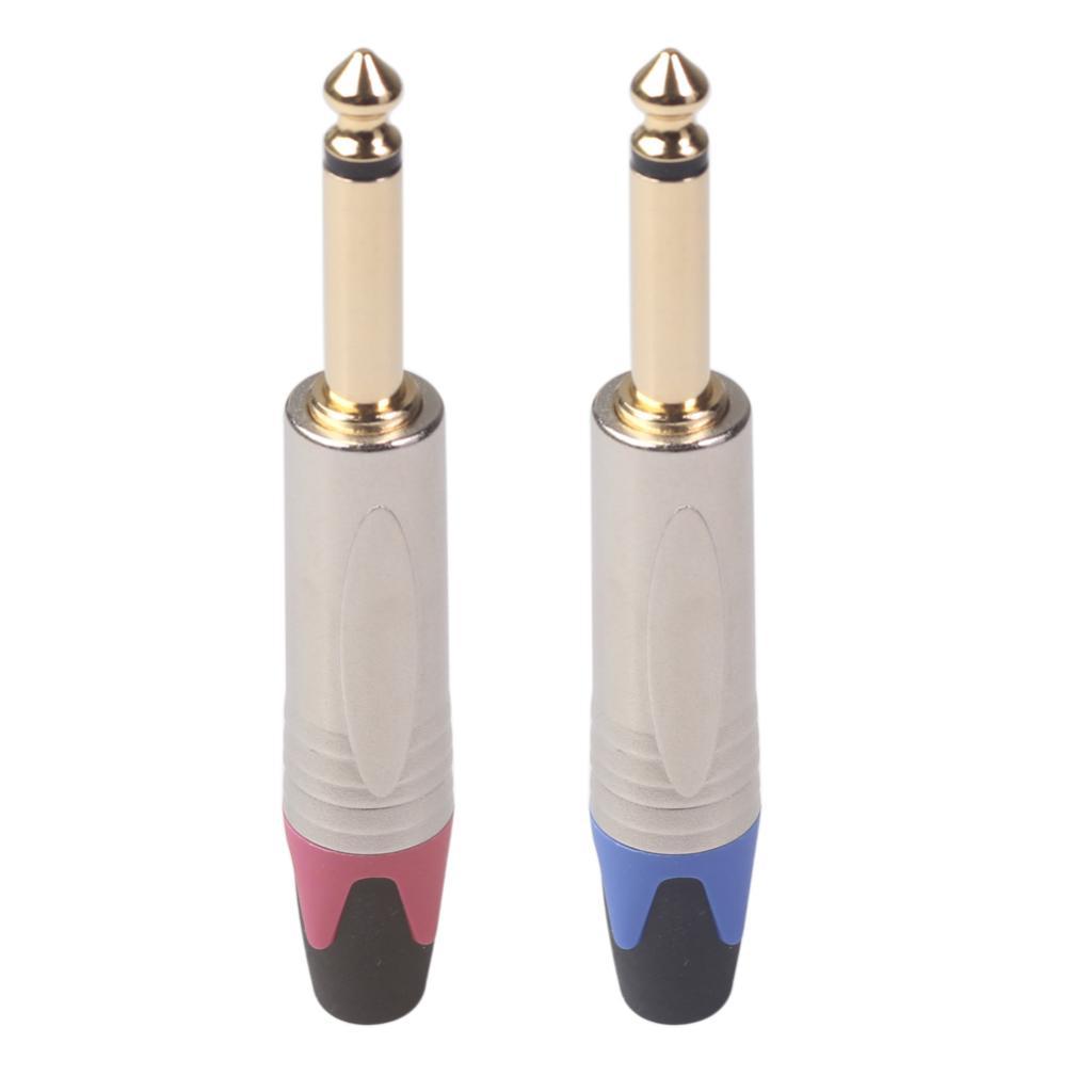 Pack of 2 1/4 6.35mm Stereo Solder Connector Jack Plug Mixer Microphone