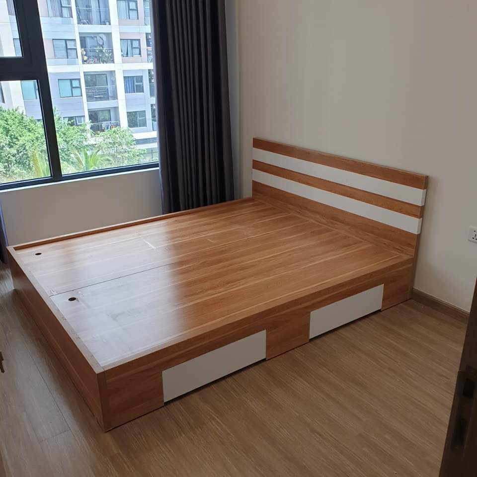 Giường gỗ công nghiệp MDF 1m6 x 2m có ngăn kéo