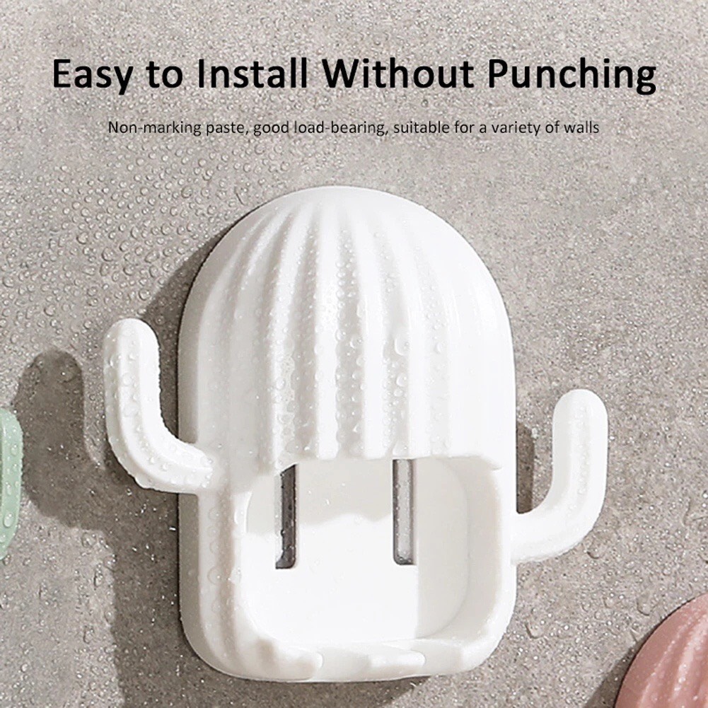 Giá Đỡ Bàn Chải Đánh Răng Gắn Tường Không Cần Khoan Hình Cây Xương Rồng Hoạt Hình Dễ Thương