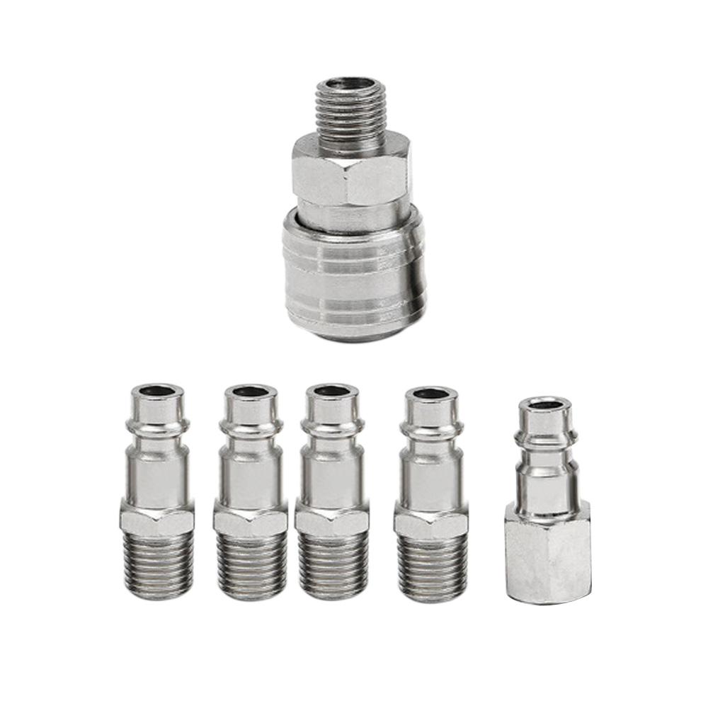 6 Miếng Bằng Khí Nén Không Khí Đầu Nối Nhanh Khớp Nối Adapter Ren Ghép Nối