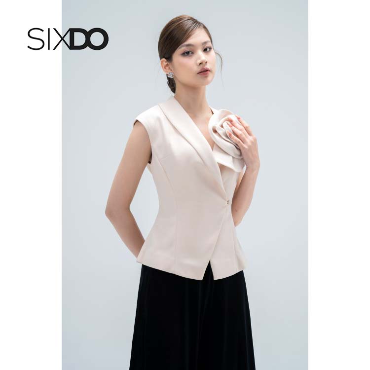 Áo vest nữ phối hoa thủ công sang trọng SIXDO